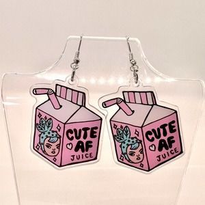 *Cute AF* Juice Earrings - Funny Earrings - Novelty Earrings - Statement Earring